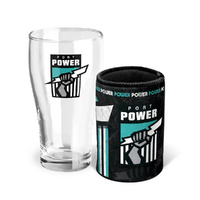 Image of Port Adelaide Power Pint Glass and Can Cooler Gift Pack