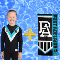 Port Adelaide Power Kids Rashie and Beach Towel Combo