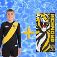 Richmond Tigers Kids Rashie and Beach Towel Combo