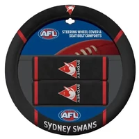 Image of Sydney Swans Steering Wheel Cover & Seat Belt Comforts Set