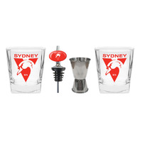 Image of Sydney Swans Spirit Glasses with Pourer and Jigger