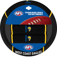 Image of West Coast Eagles Steering Wheel Cover & Seat Belt Comforts Set