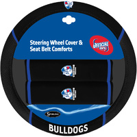 Image of Western Bulldogs Steering Wheel Cover & Seat Belt Comforts Set