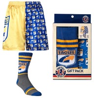 Image of West Coast Eagles Mens Boxer Shorts & Socks Set