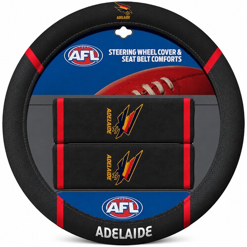 Adelaide Crows Steering Wheel Cover & Seat Belt Comforts Set
