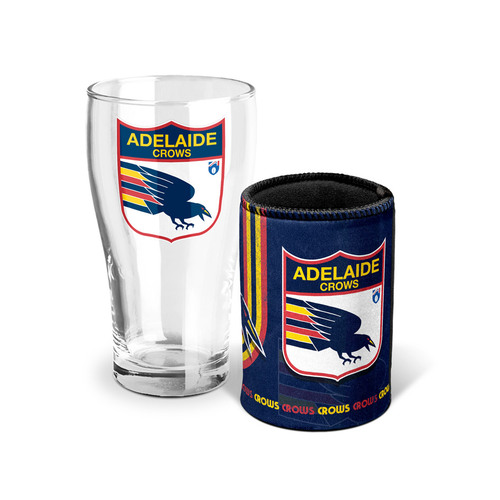 Adelaide Crows Pint Glass and Can Cooler Gift Pack