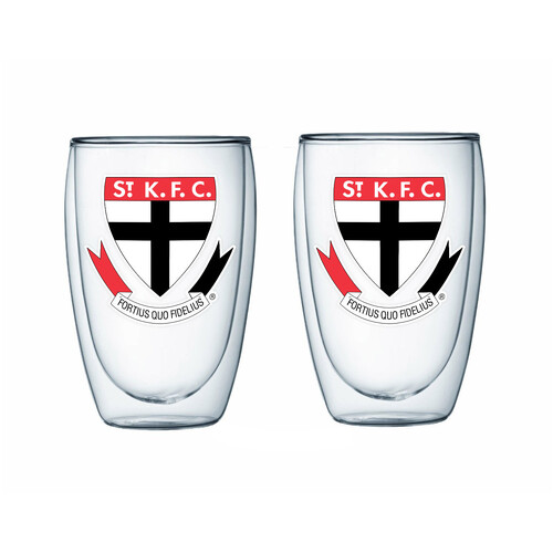 St Kilda Saints Set Of 2 Double Wall Glass