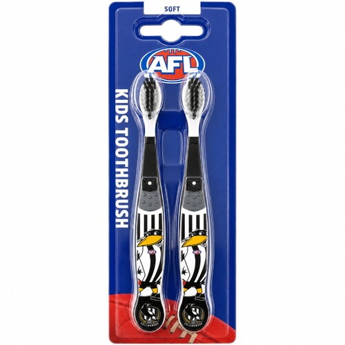 Collingwood Magpies AFL Mascot Kids Toothbrush - 2 Pack