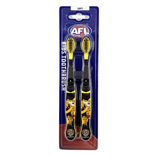 Richmond Tigers AFL Mascot Kids Toothbrush - 2 Pack