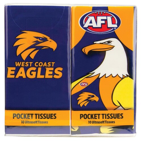 West Coast Eagles AFL Mascot Pocket Tissues - 4pk