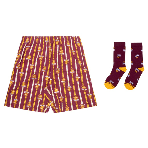 Brisbane Lions Boxer Shorts & Socks Gift Pack