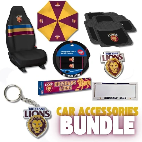 Brisbane Lions Deluxe Car Accessories Bundle