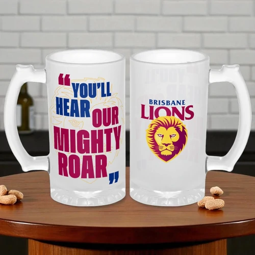 Brisbane Lions Frosted Stein Glass