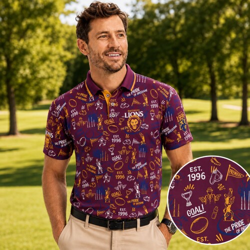 Brisbane Lions Mens Scrambler Golf Polo 