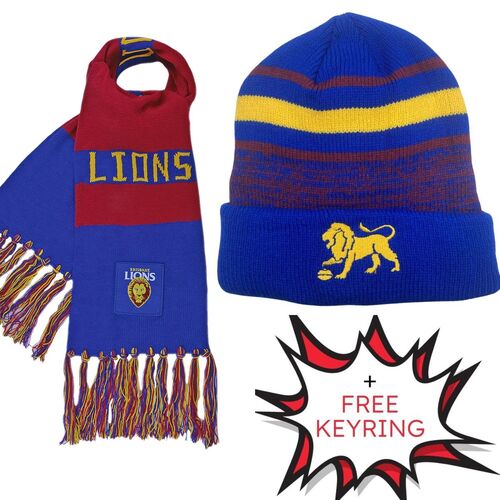 Brisbane Lions Beanie & Scarf Combo