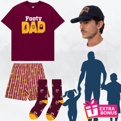 Brisbane Lions Dad Shirt/Socks/Cap Pack