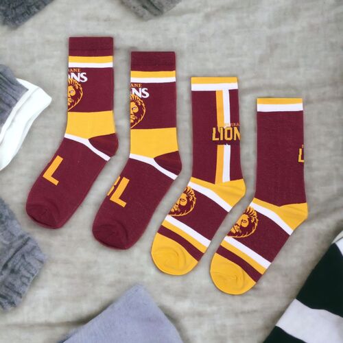 Brisbane Lions 2-Pack Mens Club Socks