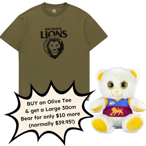 Brisbane Lions Olive Tee Discount Deal