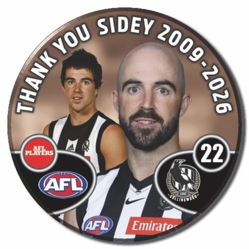 Collingwood Magpies Steele Sidebottom Thank You SIdey Badge