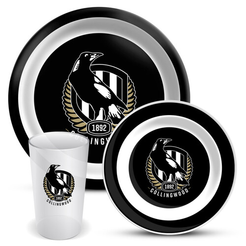 Collingwood Magpies 3 Piece Melamine Dinner Set
