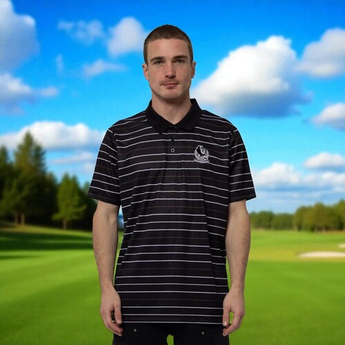 Collingwood Magpies Mens Striped Polo