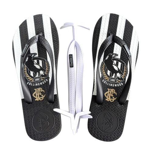 Collingwood Magpies Boomerangz Thongs w/extra Straps