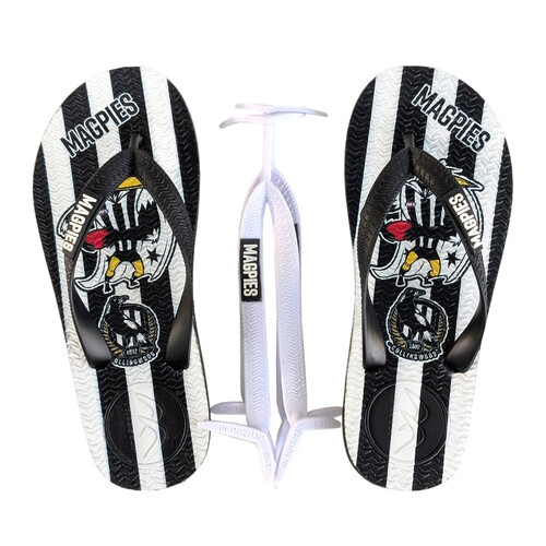 Collingwood Magpies Kids Boomerangz Thongs w/extra Straps