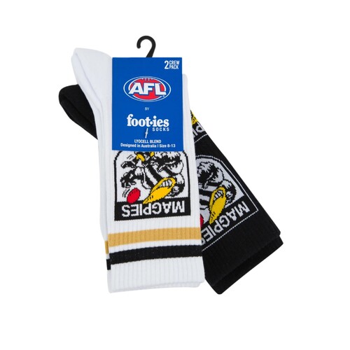 Collingwood Magpies Retro Sneaker Sock 2 Pack