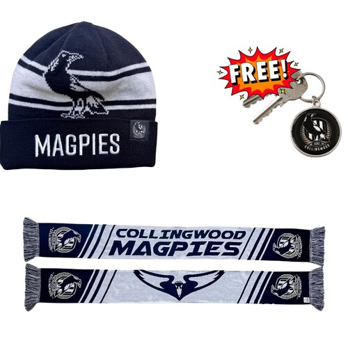 Collingwood Magpies Scarf and Beanie Bundle