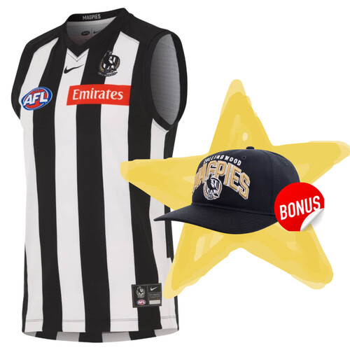 Collingwood Magpies Nike Adults Home Guernsey + Free Cap