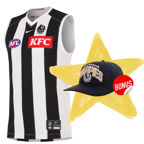 Collingwood Magpies Nike Adults Guernsey + Free Cap