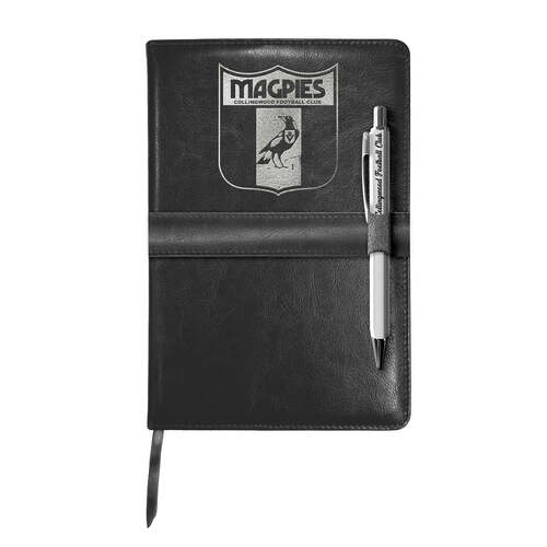 Collingwood Magpies Retro Leather Notebook with Pen