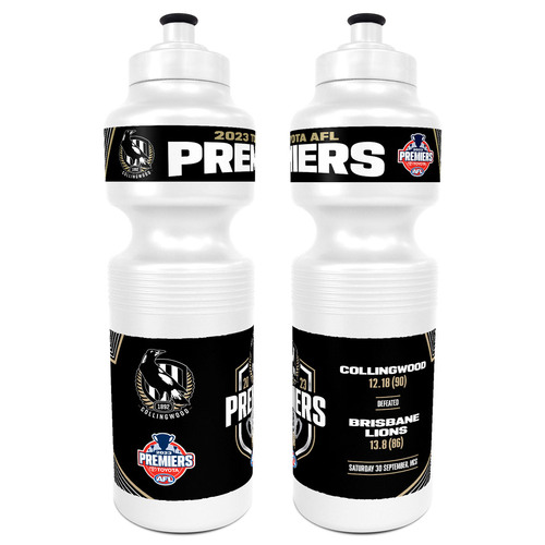 Collingwood Magpies 2023 Premiers Score Plastic Drink Bottle