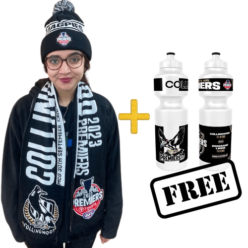 Collingwood Magpies 2023 Premiers Scarf & Beanie Combo