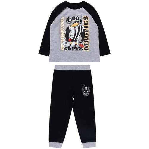 Collingwood Magpies Kids Raglan Cuffed PJ Set