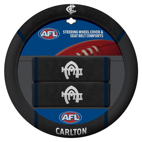 Carlton Blues Steering Wheel Cover & Seat Belt Comforts Set