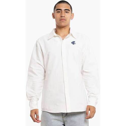 Carlton Blues Mens Embroidered Logo White Shirt