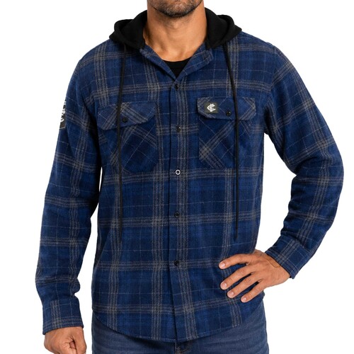 Carlton Blues Highland Hooded Flannel Shirt 