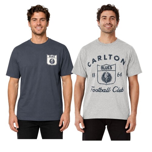 Carlton Blues Mens 2 Pack Vintage Tees 