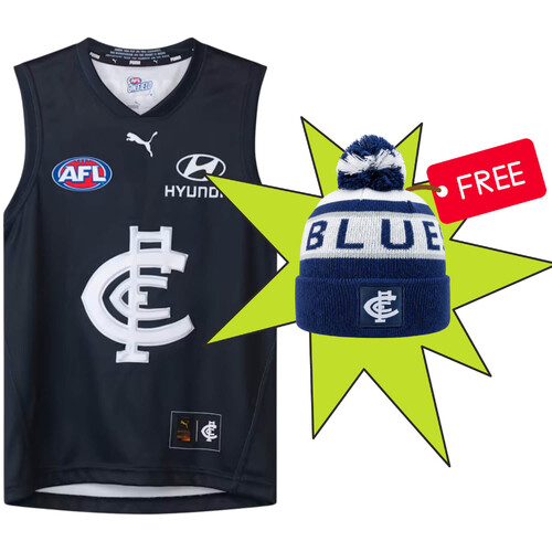 Carlton Blues Puma Youths Home Guernsey + Free Beanie