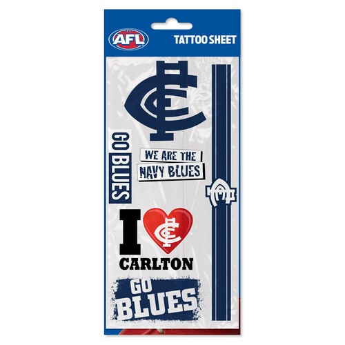 Carlton Blues Footy Tattoo Sheet