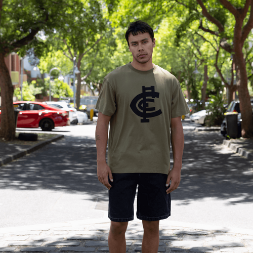 Carlton Blues Olive Logo Adults Tee