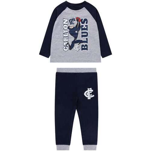 Carlton Blues Kids Raglan Cuffed PJ Set