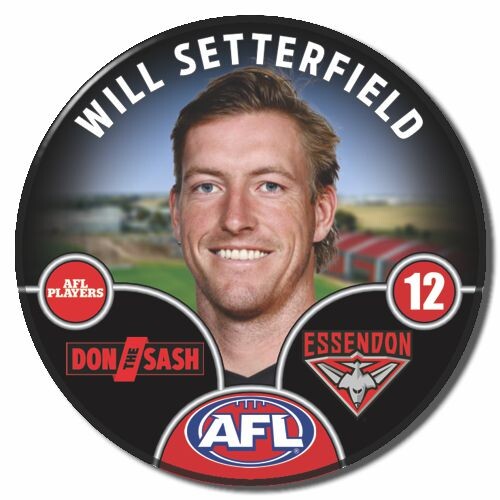 Essendon Bombers 2025 Player Pin Badge - SETTERFIELD