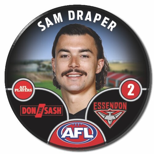 Essendon Bombers 2025 Player Pin Badge - DRAPER