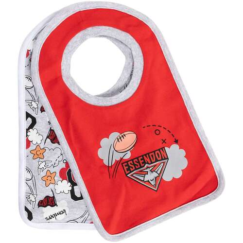 Essendon Bombers Baby Cloud 2Pk Bibs