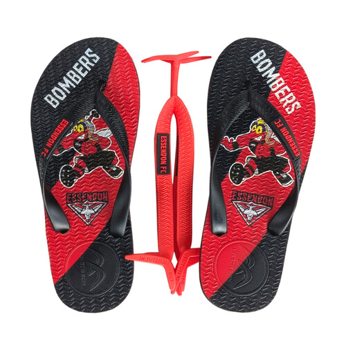 Essendon Bombers Kids Boomerangz Thongs w/extra Straps