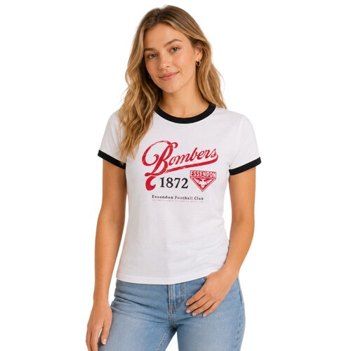 Essendon Bombers Womens Script Ringer Tee 