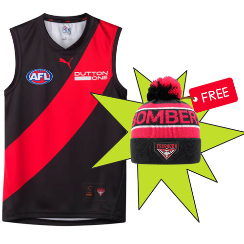 Essendon Bombers Puma Youths Home Guernsey + Free Beanie