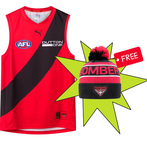 Essendon Bombers Puma Youths Clash Guernsey + Free Beanie